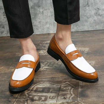 Colorblock top Leather Loafers