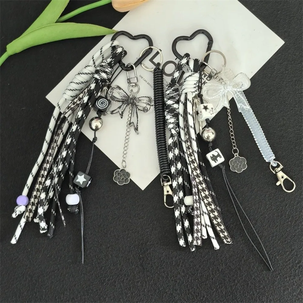 

Fashion Acrylic Bowknot Keychain Anti-Lost Bow-shaped Braided Rope Key Chain Hand-Woven Bag Pendant Bag Accessories