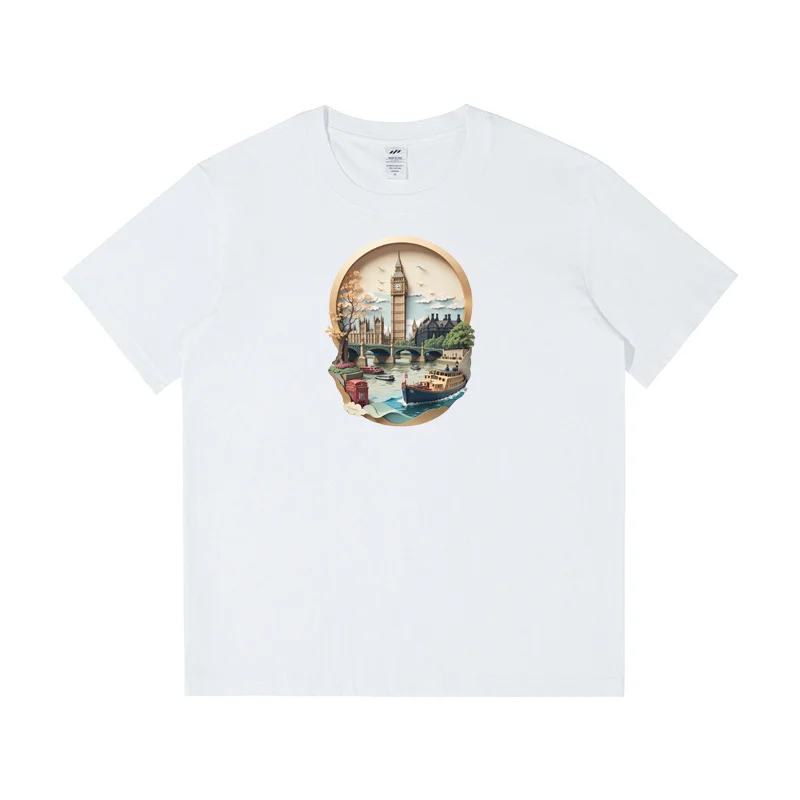 

Women's Cotton T-Shirt - Papercut of Historic Sites - AC019