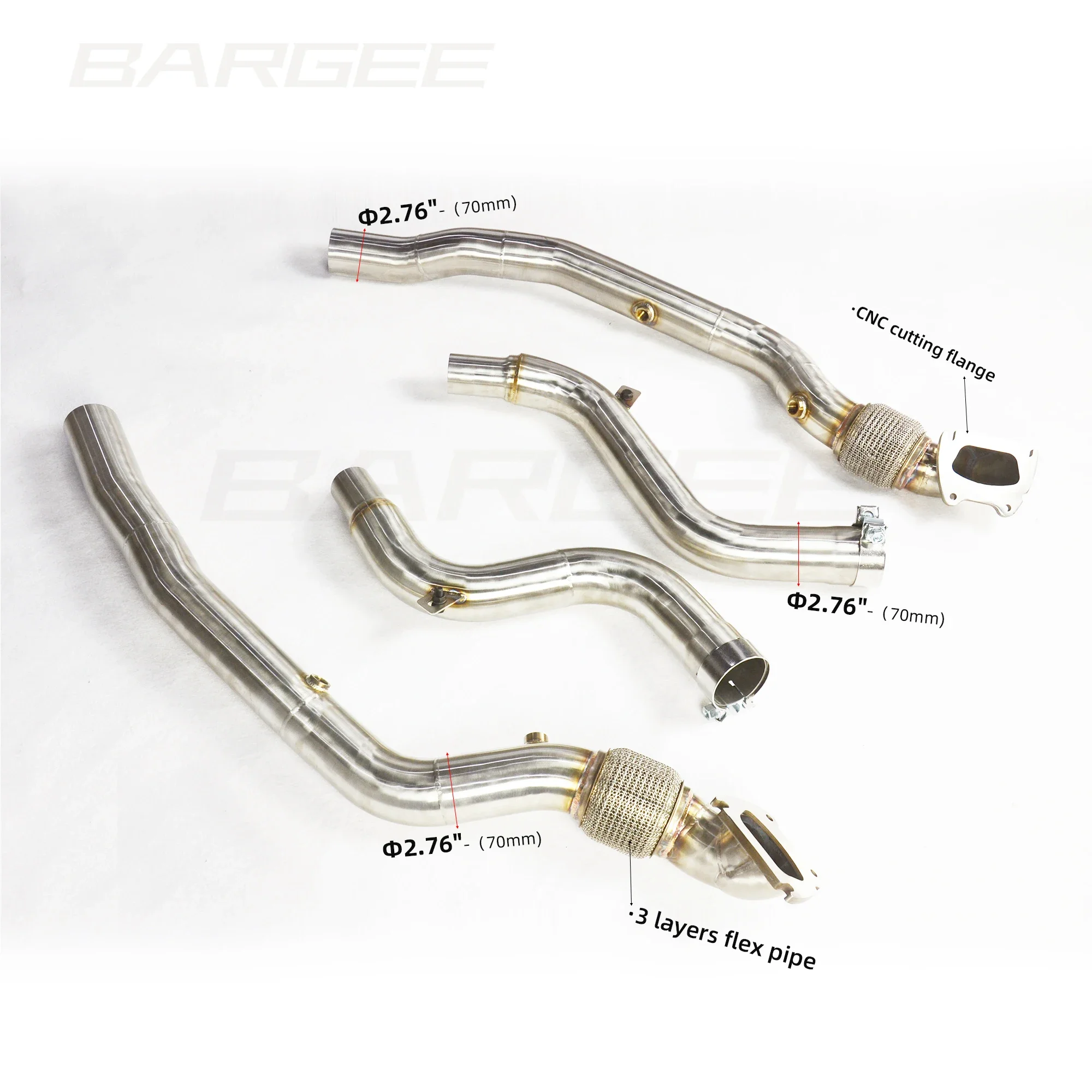 Bargee cell catted Downpipe For DODGE 2011-UP Challenger or Charger V6 3.6L stainless steel exhaust tail pipe downpipe kit