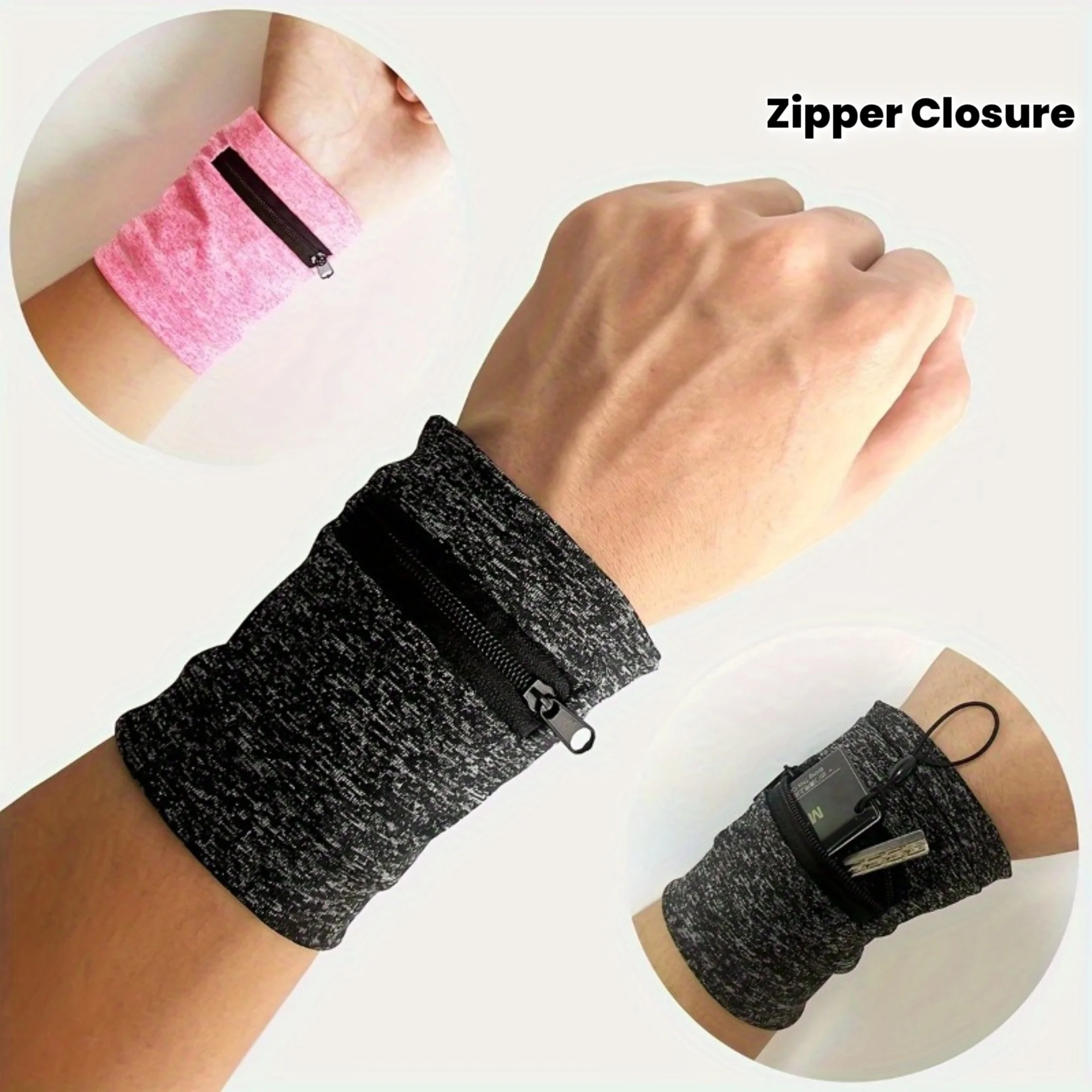 Zipper Running Bags Lightweight Wrist Wallet Pouch for Phone Key Card Sweatband Gym Fitness Sports Cycling Wristband Arm Bag