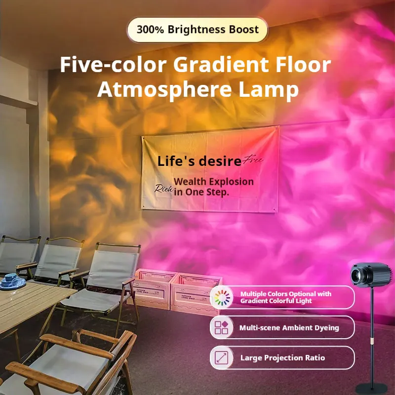 الراقية ديناميكية تموج الماء العارض أجواء ضوء ل TikTok لايف الرقص الغناء جدار ديكور مصباح الخلفية #1