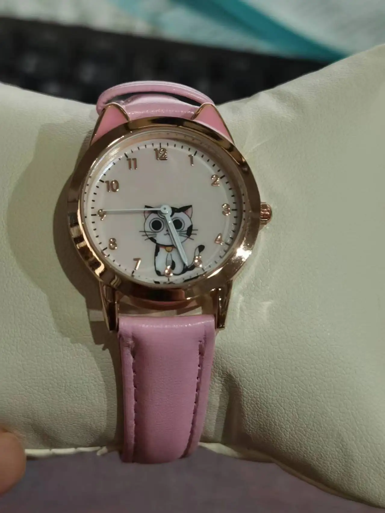 UTHAI-Montre à quartz pour enfants, montre-bracelet pour fille, rose, dessin animé mignon, chat, étanche, enfants de 5 à 15 ans, écoliers du