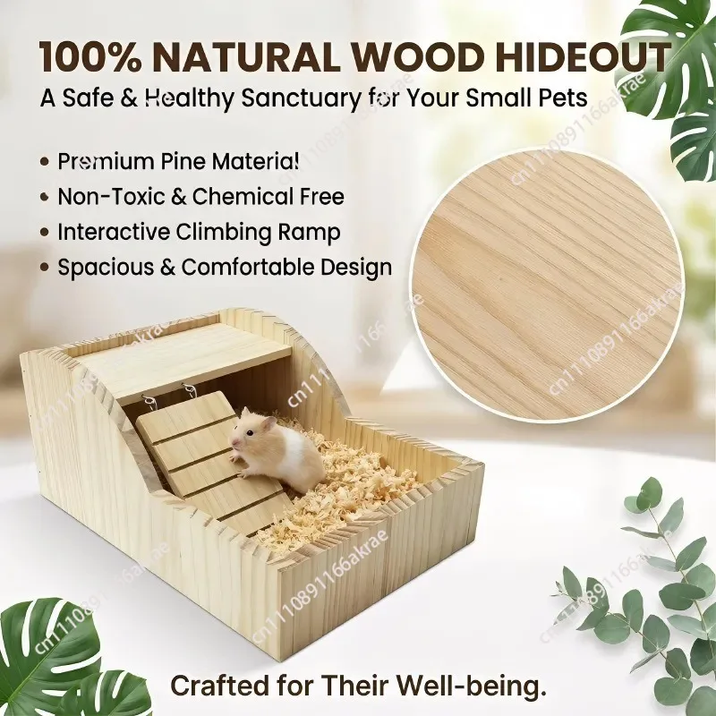 for Universal in all seasons Avoidance and bite resistance Climbing training Household wooden with ladder Hamster sandbath box