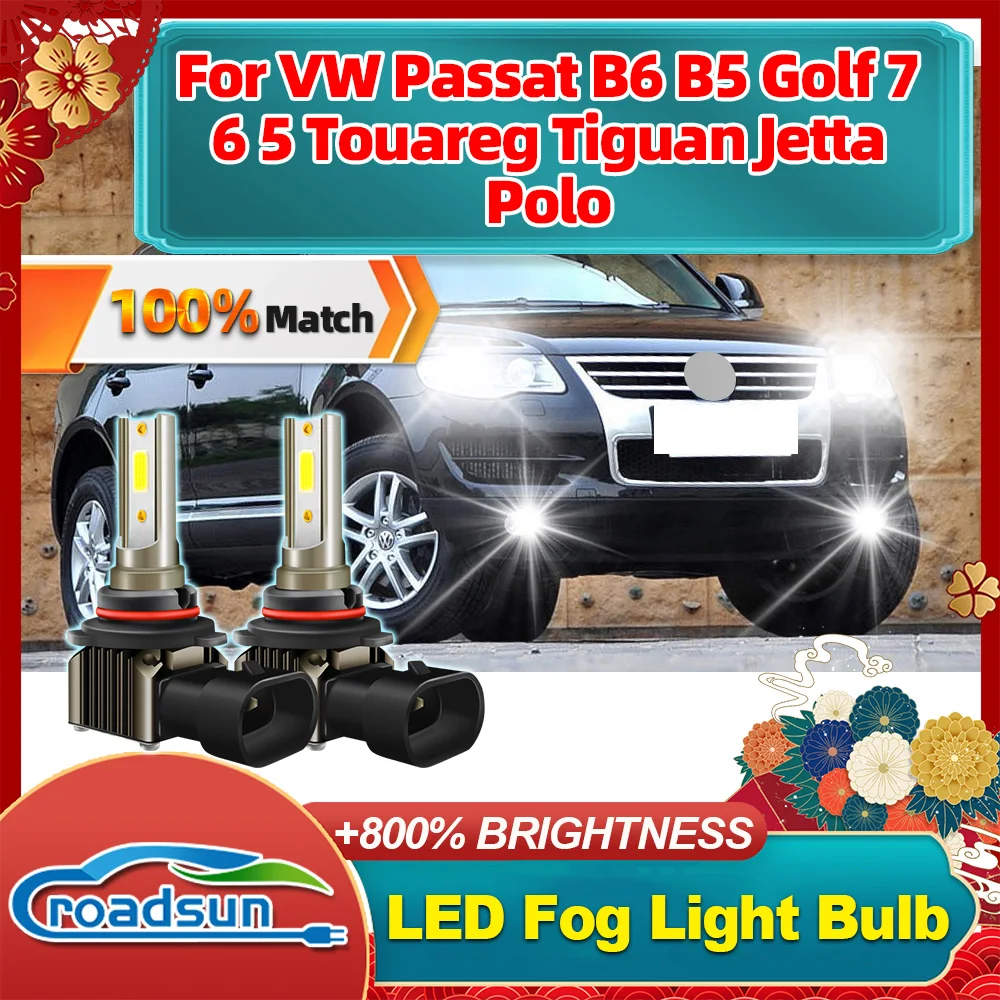 

ROADSUN For VW Passat B6 B5 Golf 7 6 5 Touareg Tiguan Jetta Polo Auto Front Fog Light Ampoule Super Bright Car Fog Lamp Bulb