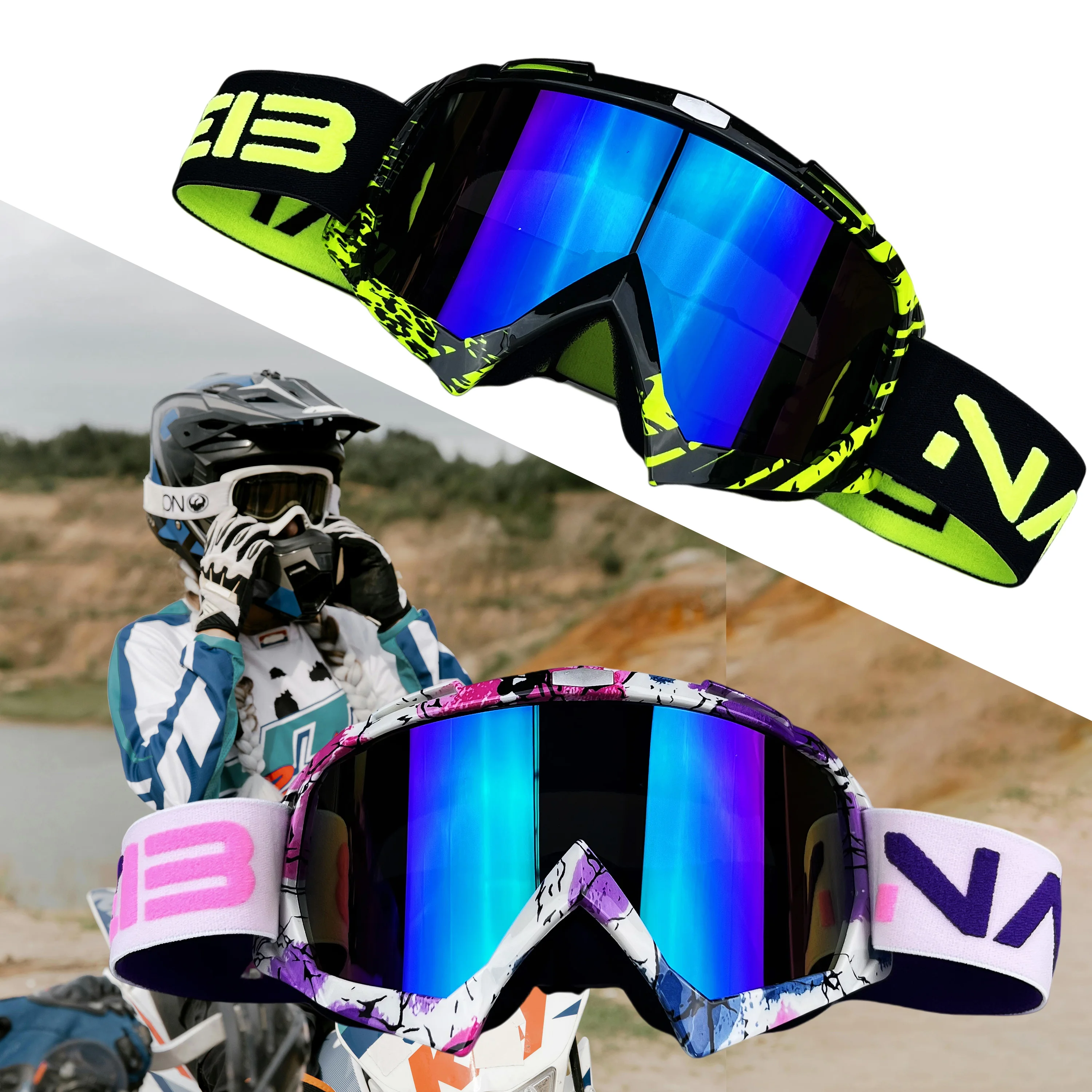 

NAFEIB Moto Cross Goggles Men Riding Adjustable Sand Resistant Detachable Gafas Motocross Off-road Helmet Glasses