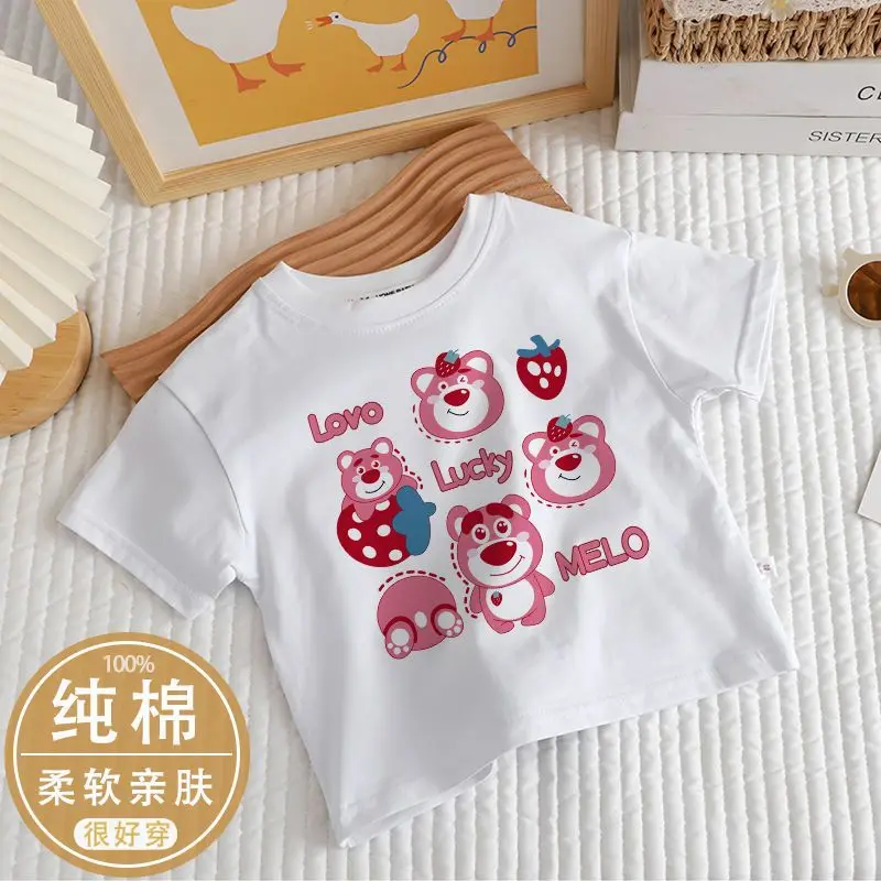 Il cotone Disney Lotso per ragazzi e ragazze è morbido e confortevole, delicato sulla pelle e maniche corte estive casual e carine