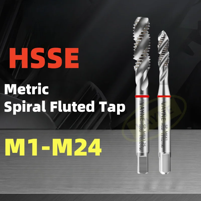 

1pcs HSSE Metric multi-purpose Spiral Fluted Tap M1M2M3M4M5M6M7M8M10M12M16M18M20M22M24 With Red Ring Machine Thread Screw Tap