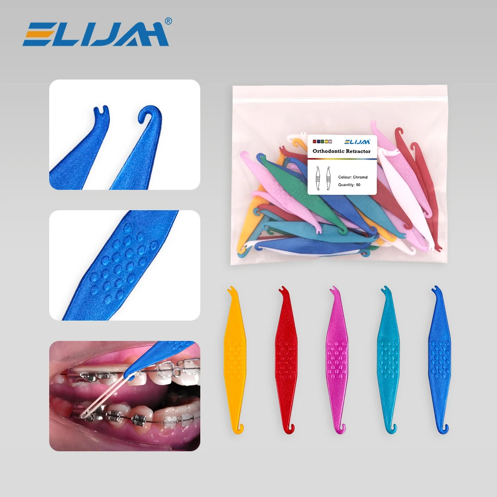 

ELIJAH 50 шт./упак. стоматологический крючок с резиновой лентой, ортодонтический одноразовый эластичный крючок, резиновое лигатурное кольцо, крючок для рисования, аксессуар для стоматологии