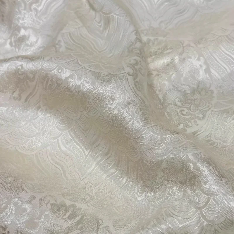 

Светло-желтая ткань из ацетатного сатина с жаккардовым узором в китайском стиле (дракон), для чонсамов, ханьфу, женских летних платьев, скатертей и штор