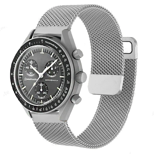 Pulseira magnética milanesa para omega x swatch joint moonswatch pulseira de metal 20mm para galaxy watch 7 40/44mm