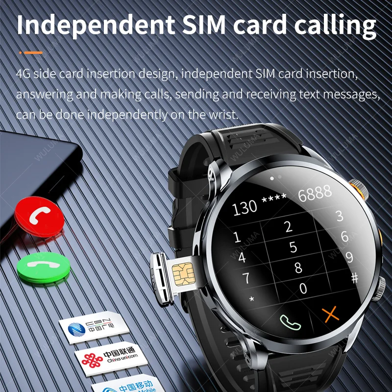 4g rede relógio inteligente 1.95 polegadas 3d cartão sim google play download app câmera dupla gps wifi nfc chamada android masculino feminino smartwatch