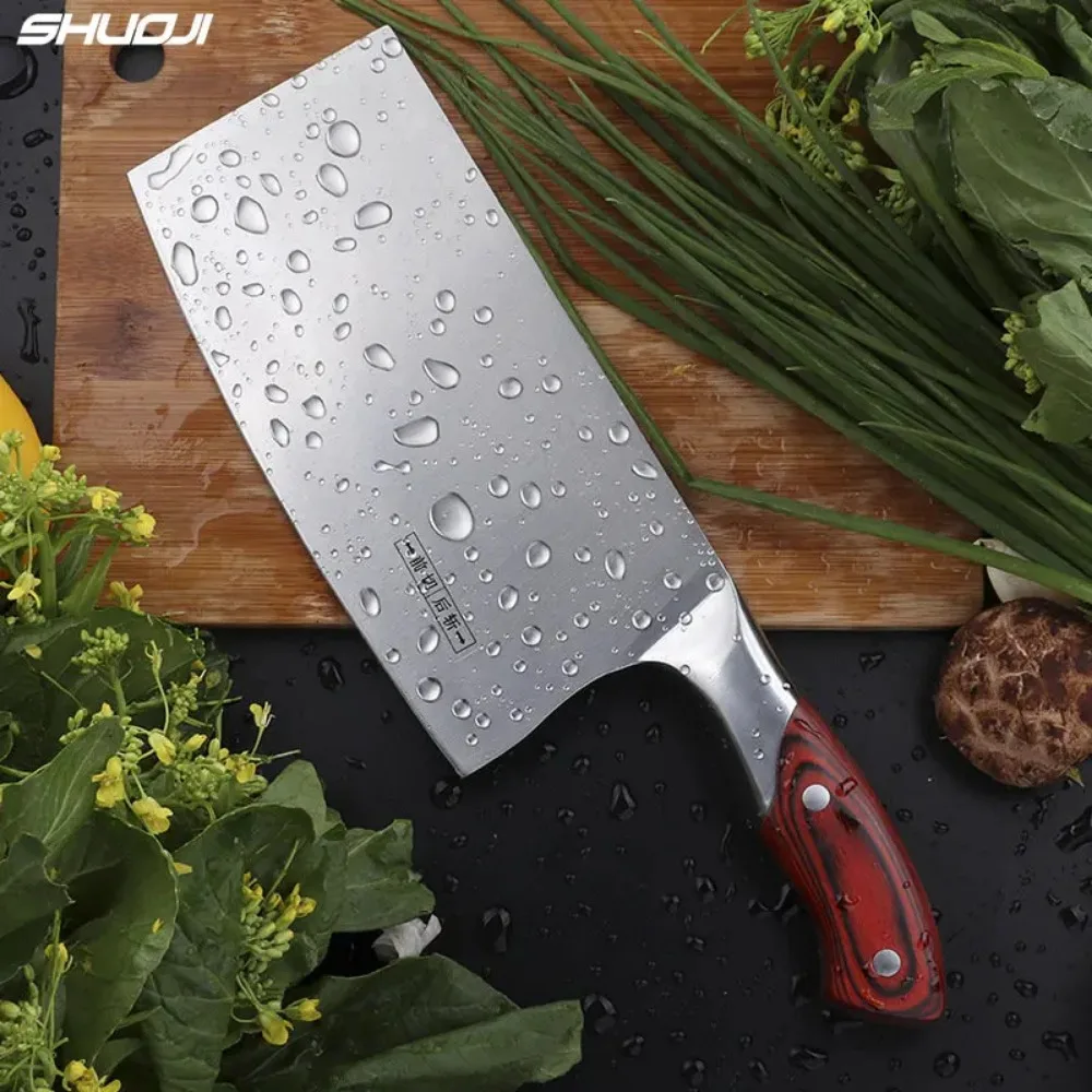 Chinese Kitchen Knife 4Cr13 High Carbon Cleaver Durable Chef Slicing Chopping Knife Ultra Sharp Blade Color Wood Handle Knives