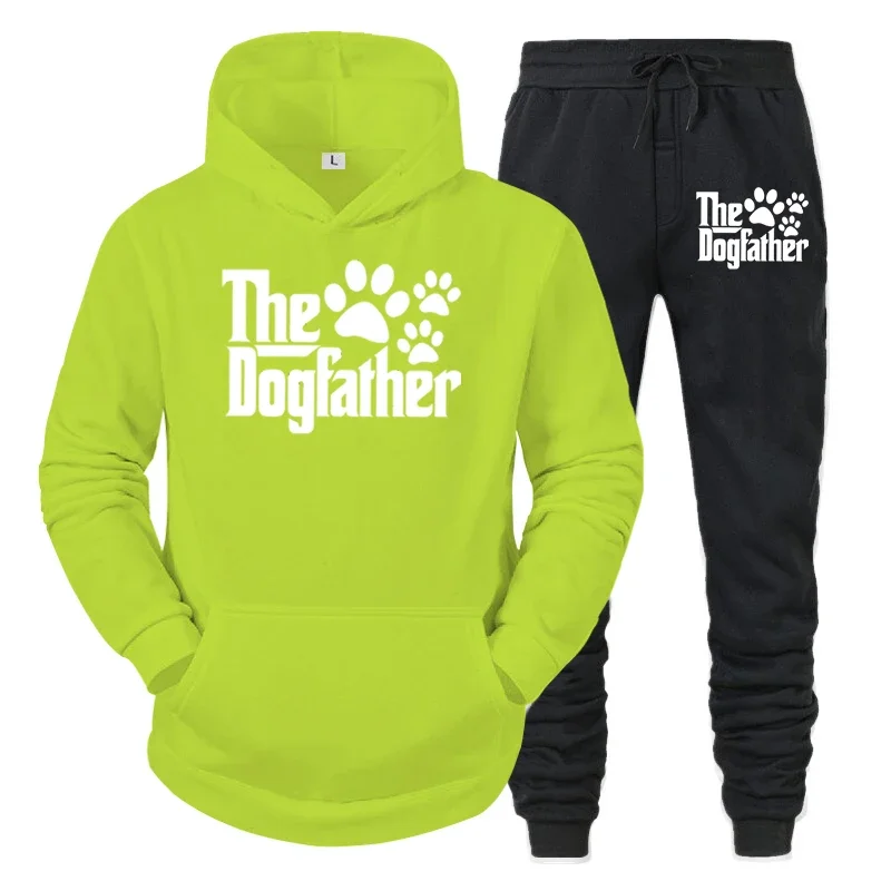 Funny Dog Paw Graphic Men Hoodies Autumn Long Sleeve Sweatshirt+Pant 2 Piece Set 