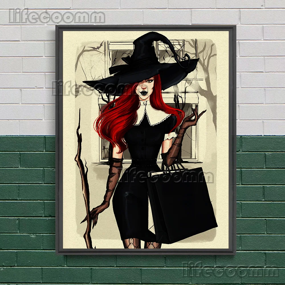 Beautiful And Enchanting Fashion Witch Vintage Wall Art Canvas Painting Modern Urban Witchcraft Life Art Poster Print Home Decor