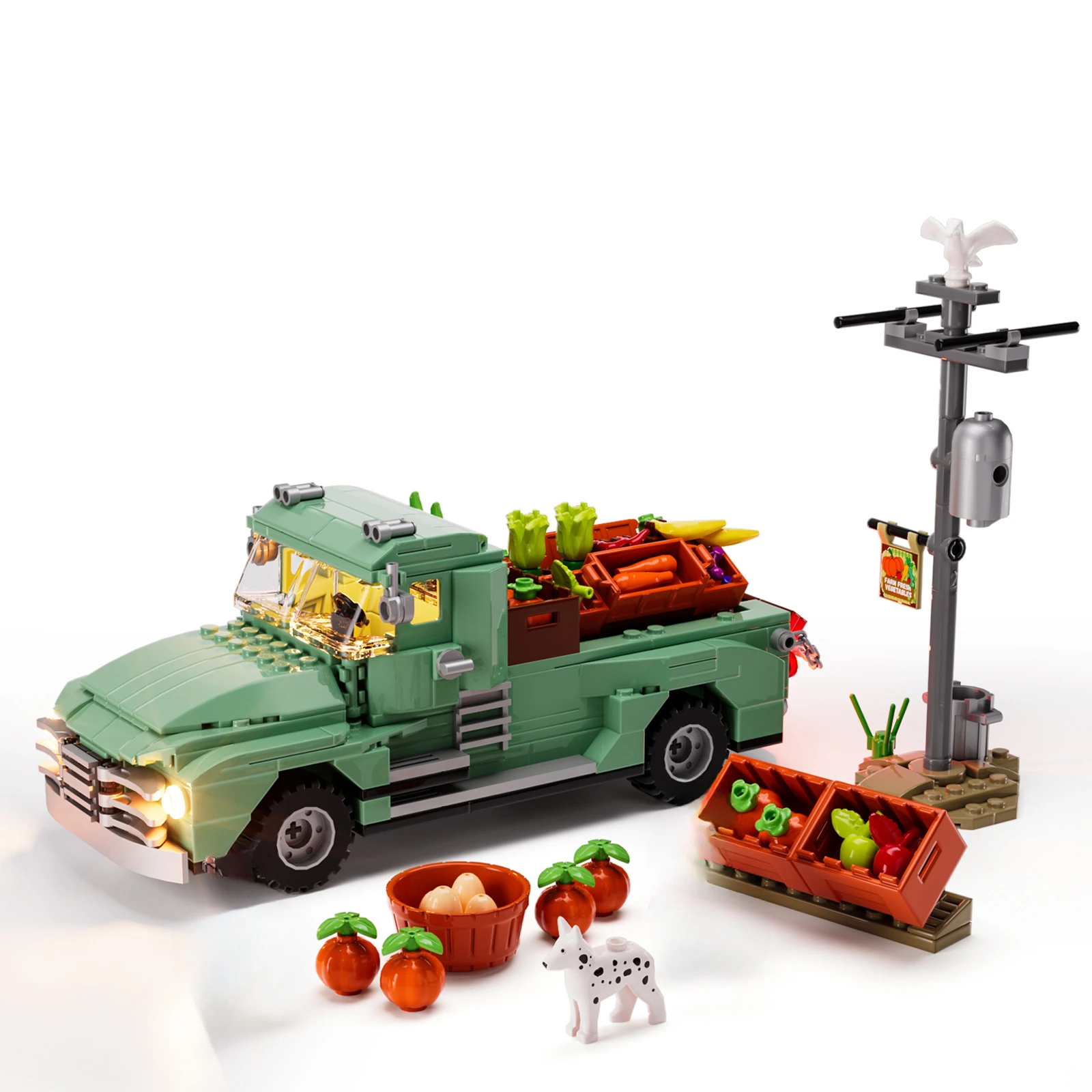 Creative Expert MOC F9016 The Farm Truck Farm Wagon Car Model 499PCS Building Blocks Brick Puzzle Toys for Kids Birthday Gift