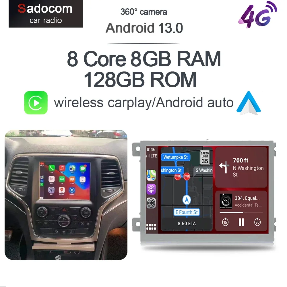 IPS Carplay 2Din Android 13 Car Radio For Dodge Challenger Charger Durango RAM 1500 2500 JEEP Grand Cherokee stereo 4G LTE GPS