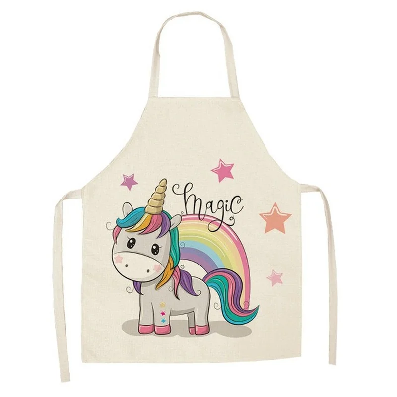 Cute Cartoon Unicorn Series Apron Custom Fashion Linen Apron Adult Home Party Children Painting Decoration Antifouling Apron