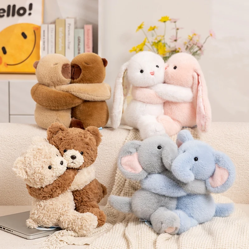 25cm Soothing Sitting Hug Series Dolls Elephant Rabbit Bear Capybara Plush Animals Toys Room Decor Baby Birthday Christmas Gifts