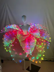 Full Color LED Petal Skirt Flower Opening Dance Big Swing Blossom Modern Dance Performance Dress