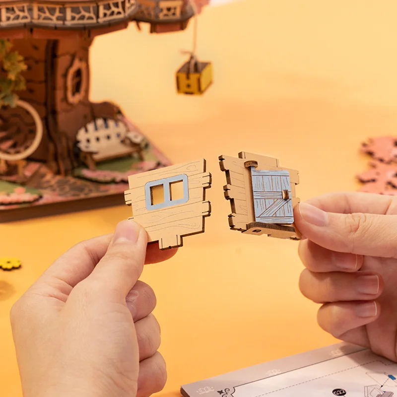 ROBOTIME Modellbausätze zum Bauen von Sakura-Baumhaus, 3D-Holzpuzzles, Heimdekoration, Geschenk für Erwachsene