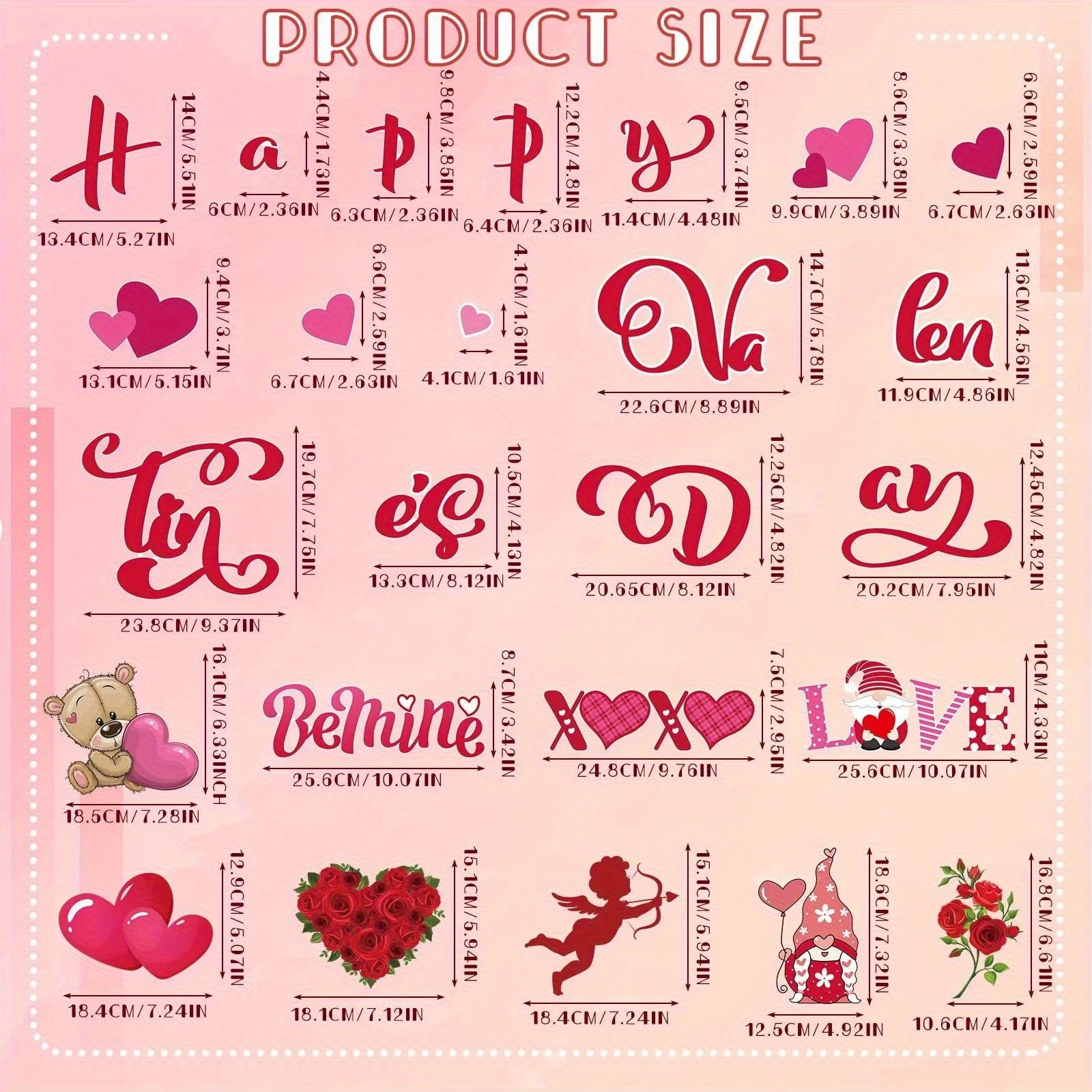 25-Piece Valentine's Day Garage Door Decoration Tiles, Love Decoration, Suitable for Car Magnet Stickers, Refrigerator Stickers