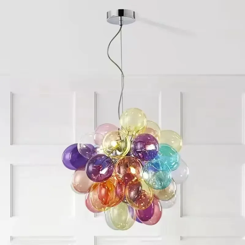 

Modern LED Ceiling Chandeliers Colored Bubble Ball Branch Nordic Loft Glass Pendant Lamp Living Room Bedroom Home Decor Lighting