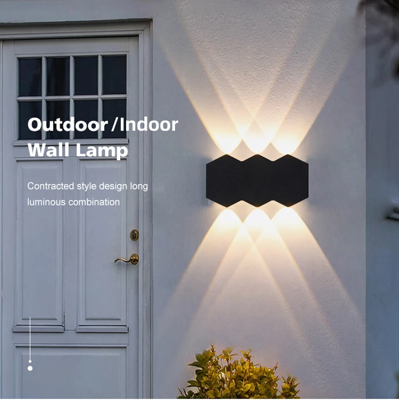 LED Wall Lamp Outdoor Waterproof IP65 Garden Lights 8W Aluminum Interior Wall Light 86V-265V Bedroom Living Room Indoor Lighting