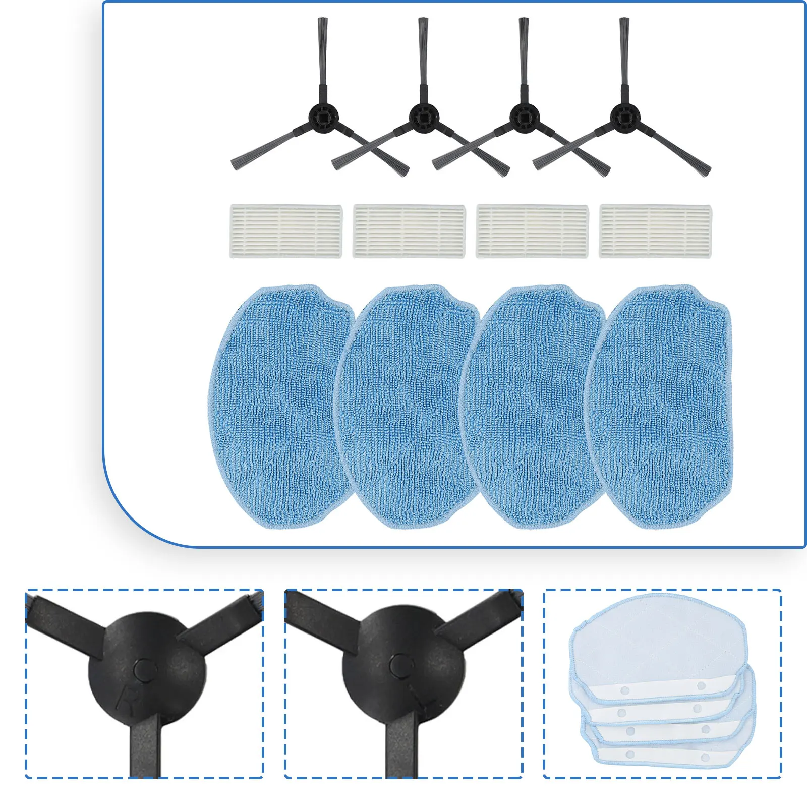 Side Brush Mop Pad Filter Kit For Kabum For Smart 100 Robot Vacuum Cleaner Spare Parts Replacement Accessories