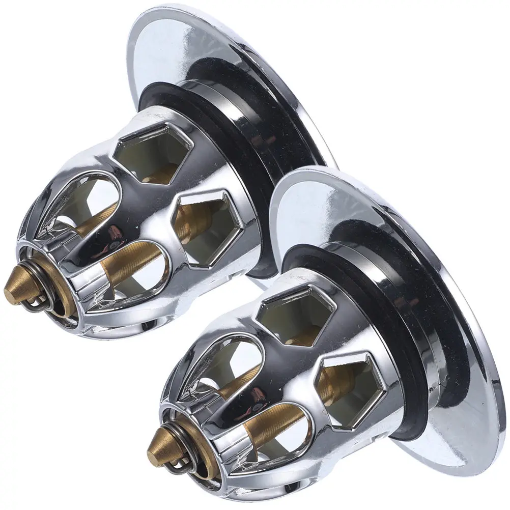 2Pcs Press Drainage Chrome Copper Sink Plug Bathtub Drain Plug Basin Stopper Tub Drainer Hair Filter Anti Rust