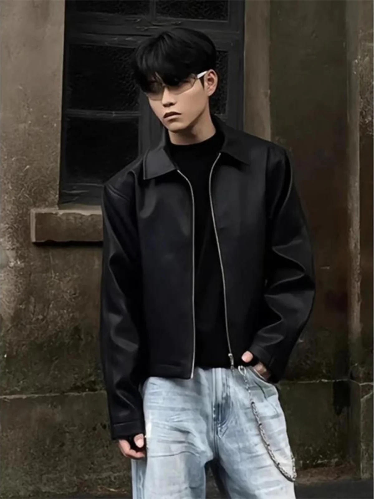 

Мужская кожаная куртка American Sle Bla: Винтажная мотоциклетная куртка для весны и осени, премиум-класса, с отложным воротником, в стиле бейсбольной униформы