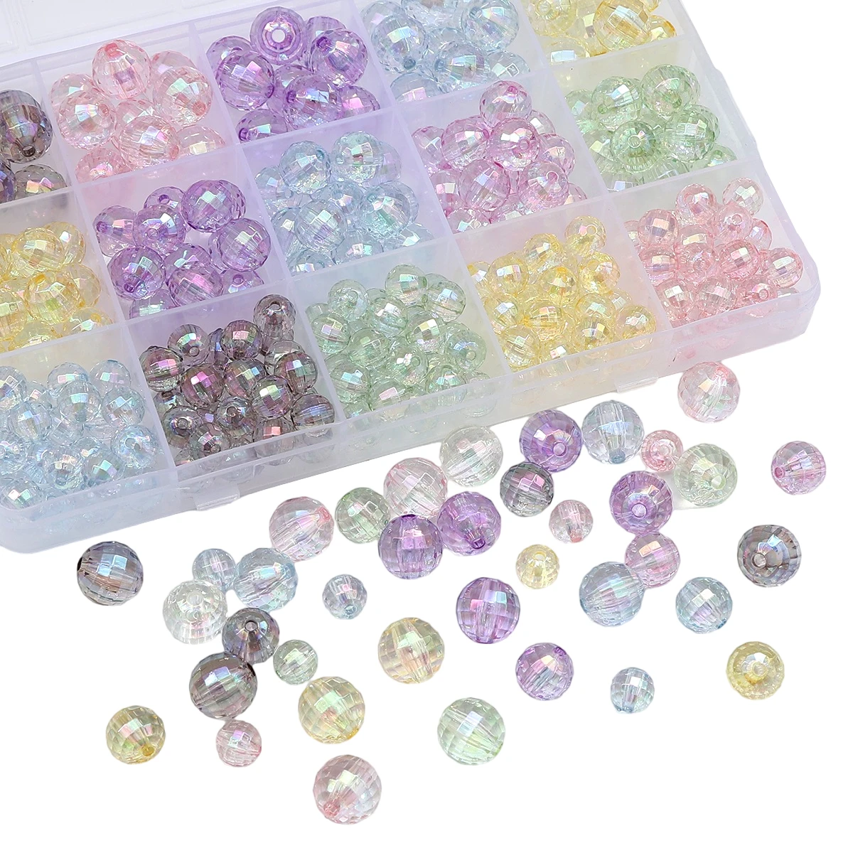 20pcs Multi Size Colorful Shiny Acrylic Beads 96 Face Earth Shape Loose Round Bead for Handmade DIY Bracelet Jewelry Accessories