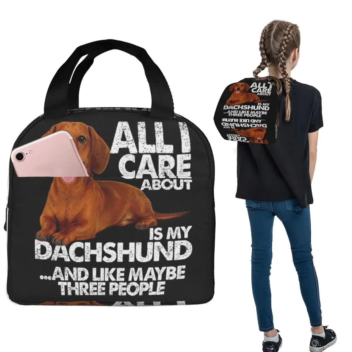 

Все я уход о моей таксы, домашних животных и собак, изолированная сумка для обеда для женщин и детей, герметичные коробки для еды, термосумка для обеда