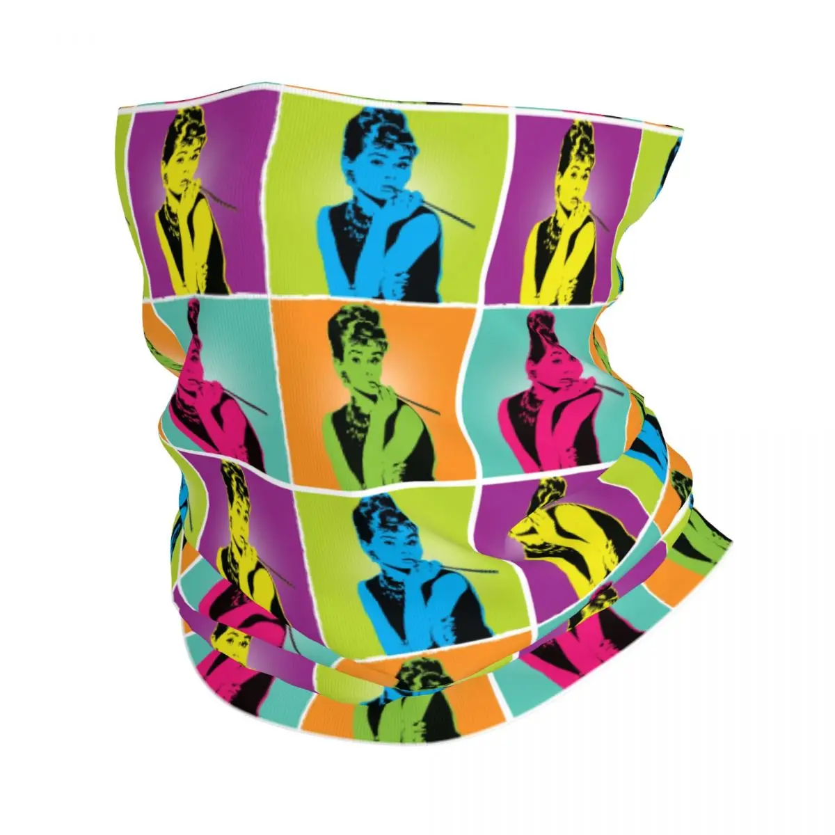 Miss Audrey Hepburn Pop Art Bandana Neck Gaiter for Hiking Cycling Women Men Wrap Scarf Balaclava Warmer