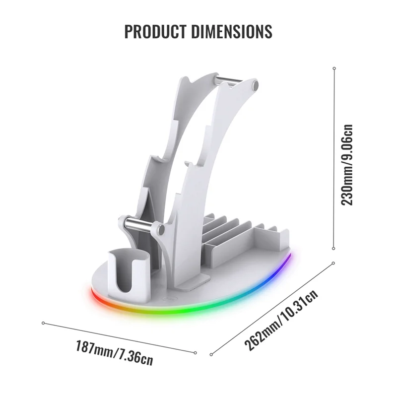 Reliable-For PS5 Desktop Storage Stand Controller Stand With RGB Lights Headphone/Handle/Remote/Disc Desktop Storage Stand White