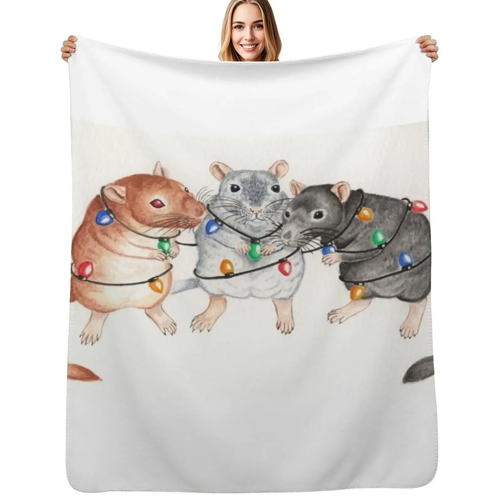 

Christmas Gerbils Throw Blanket For Decorative Sofa Hair Decorative Sofas Blanket