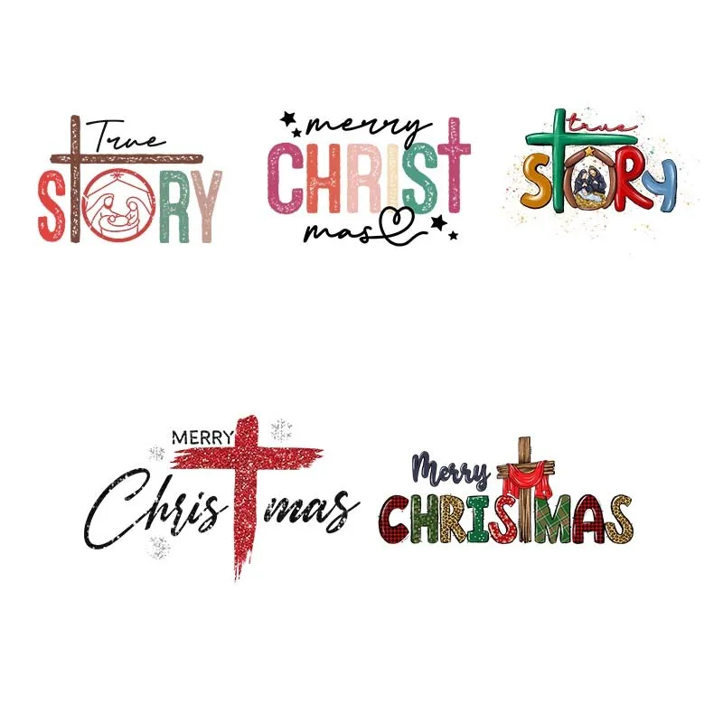 Christmas Christ Iron On DTF Transfer Patch On Clothing Story Design Heat Transfer Sticker Hooding Appliqued DIY