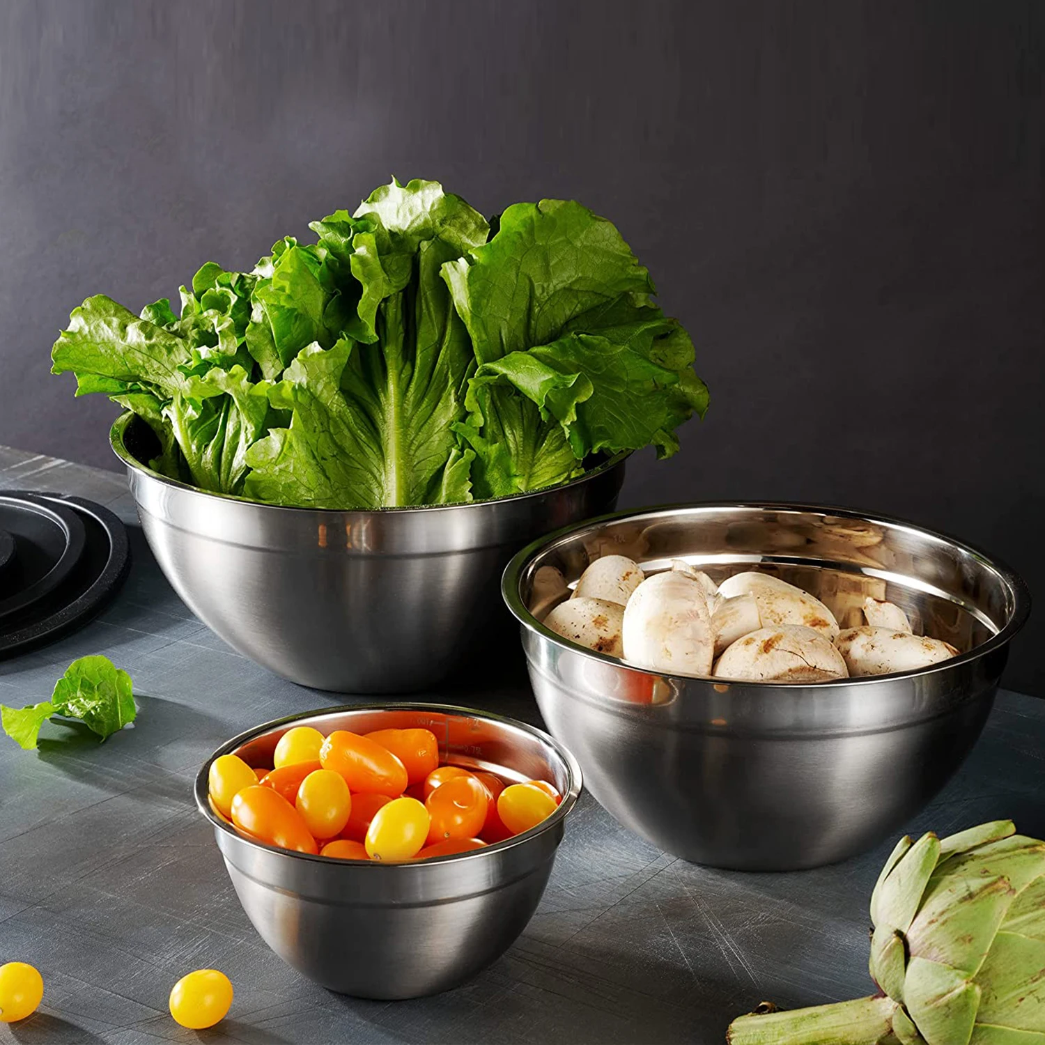 1 PC Creative Stainless Steel Salad Noodles Bowl Korean Tableware Soup Fruit Golden Bowls Single Layer Kitchen Utensils