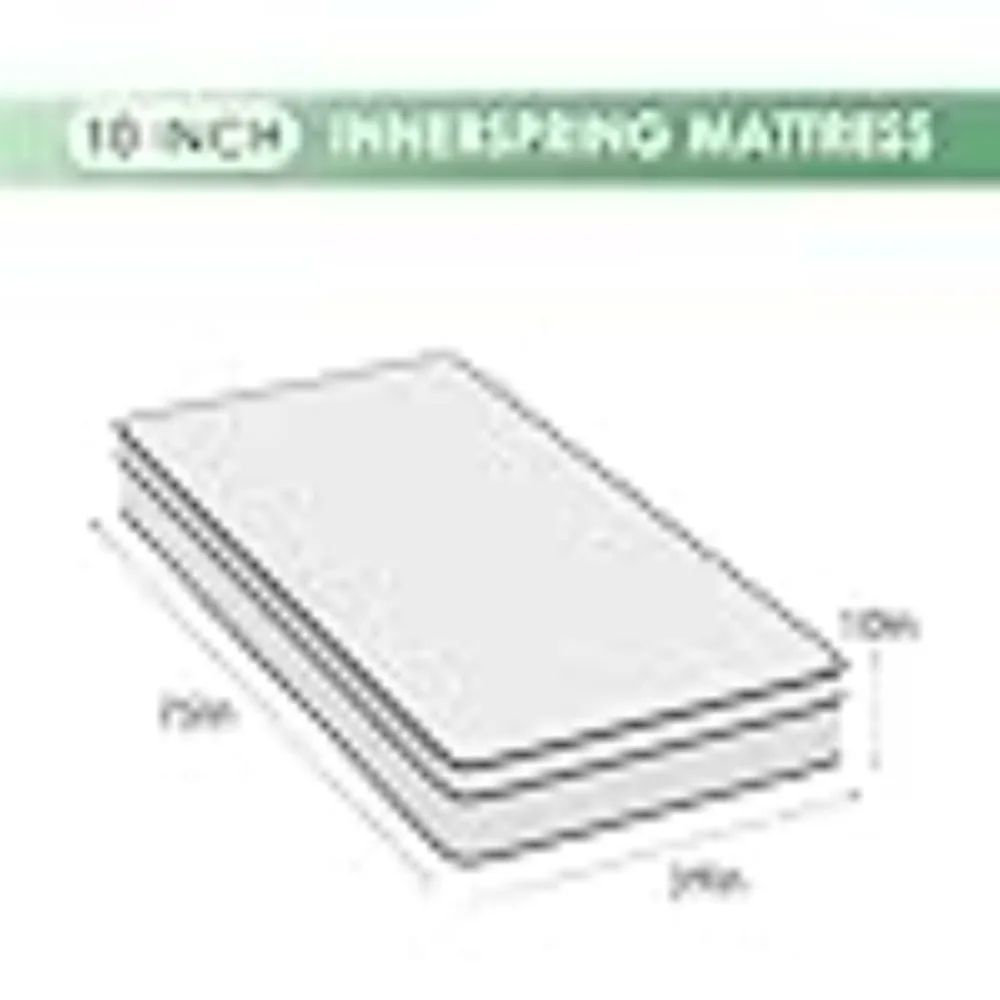 10 Inch Innerspring Twin Mattress Medium Firm Hybrid Mattress with Removable Cover CertiPUR-US Certified Bed-in-a-Box