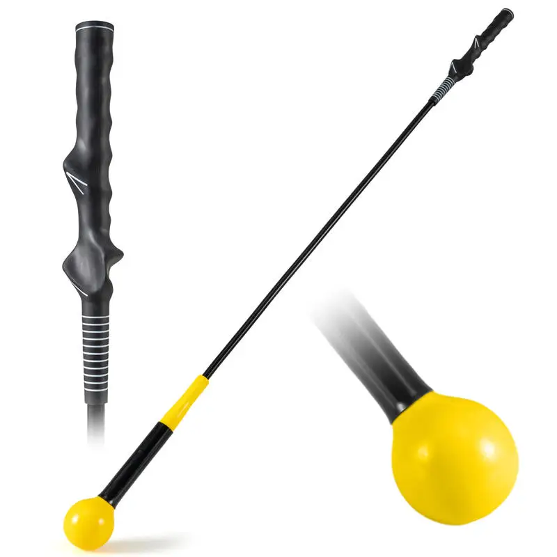 Golf Swing Trainer Aid 47inch/40inch/31.5inch Warm-up Practice Stick with Weighted Head for Grip-Yellow
