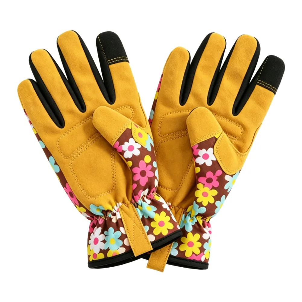 For Safe Pruning Yellow Fingerless Gardening Gloves Protective Gloves For Pruning Glove Reinforced Palm Gloves