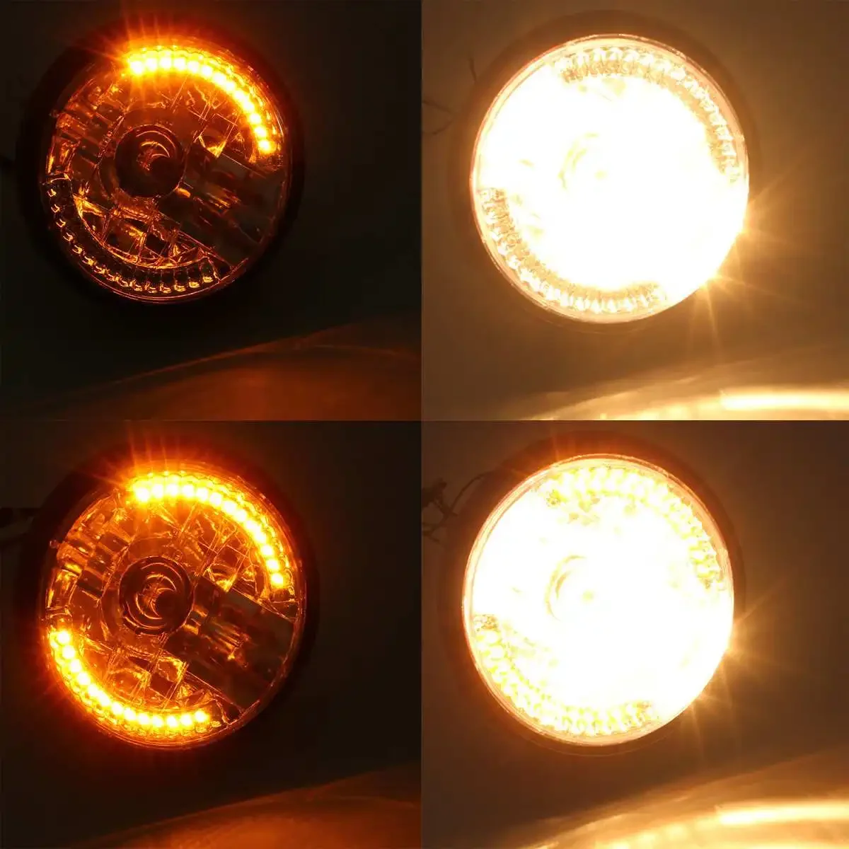 For Honda Yamaha Kawasaki Cafe Racer Universal LED 7“ Motorcycle Round Headlight Turn Signal light Head Lamp H4