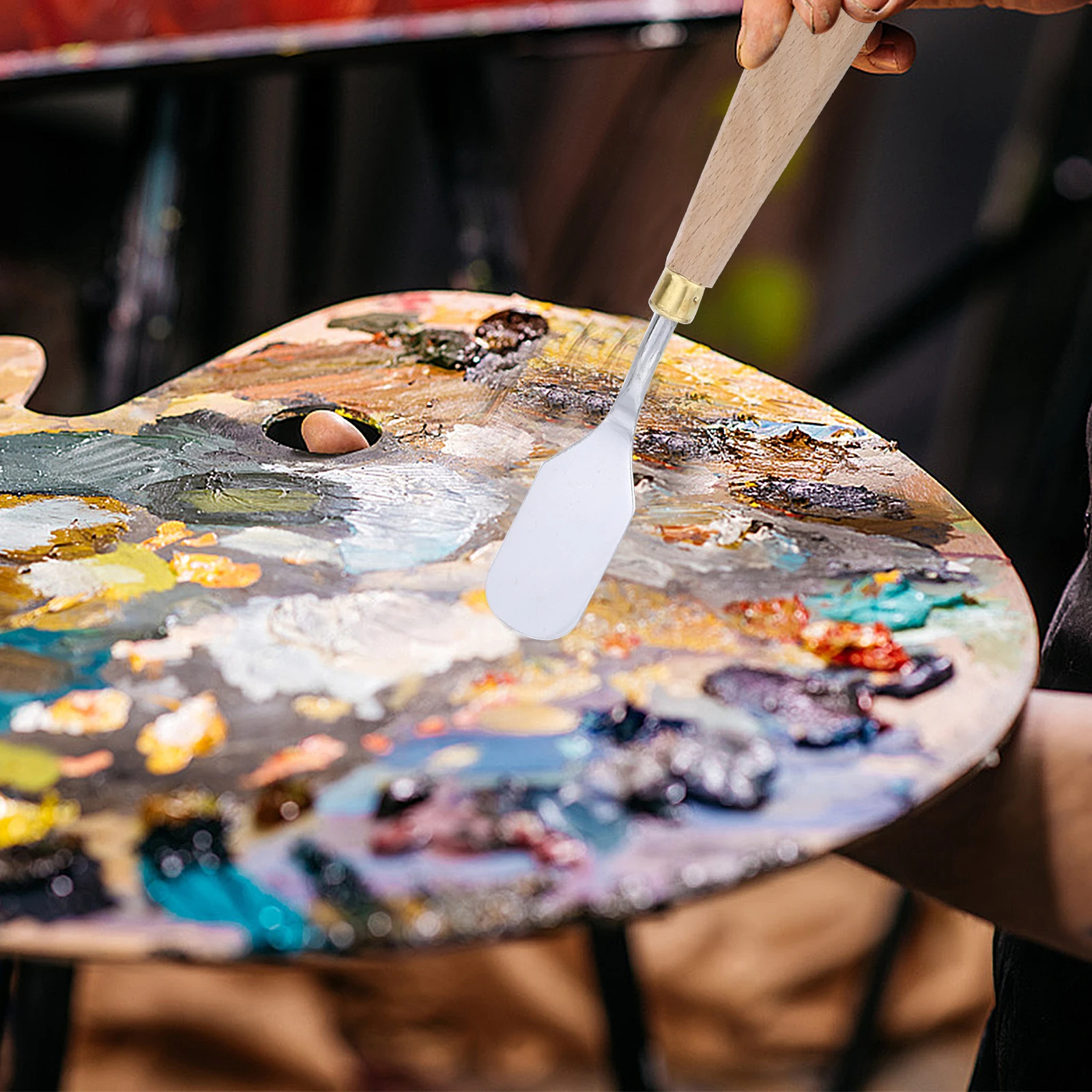 

10Pcs Painting Mixing Knives Set Wood Handle Spatula Tools for Artists Oil Painting Ceramic Clay Sculpture Use