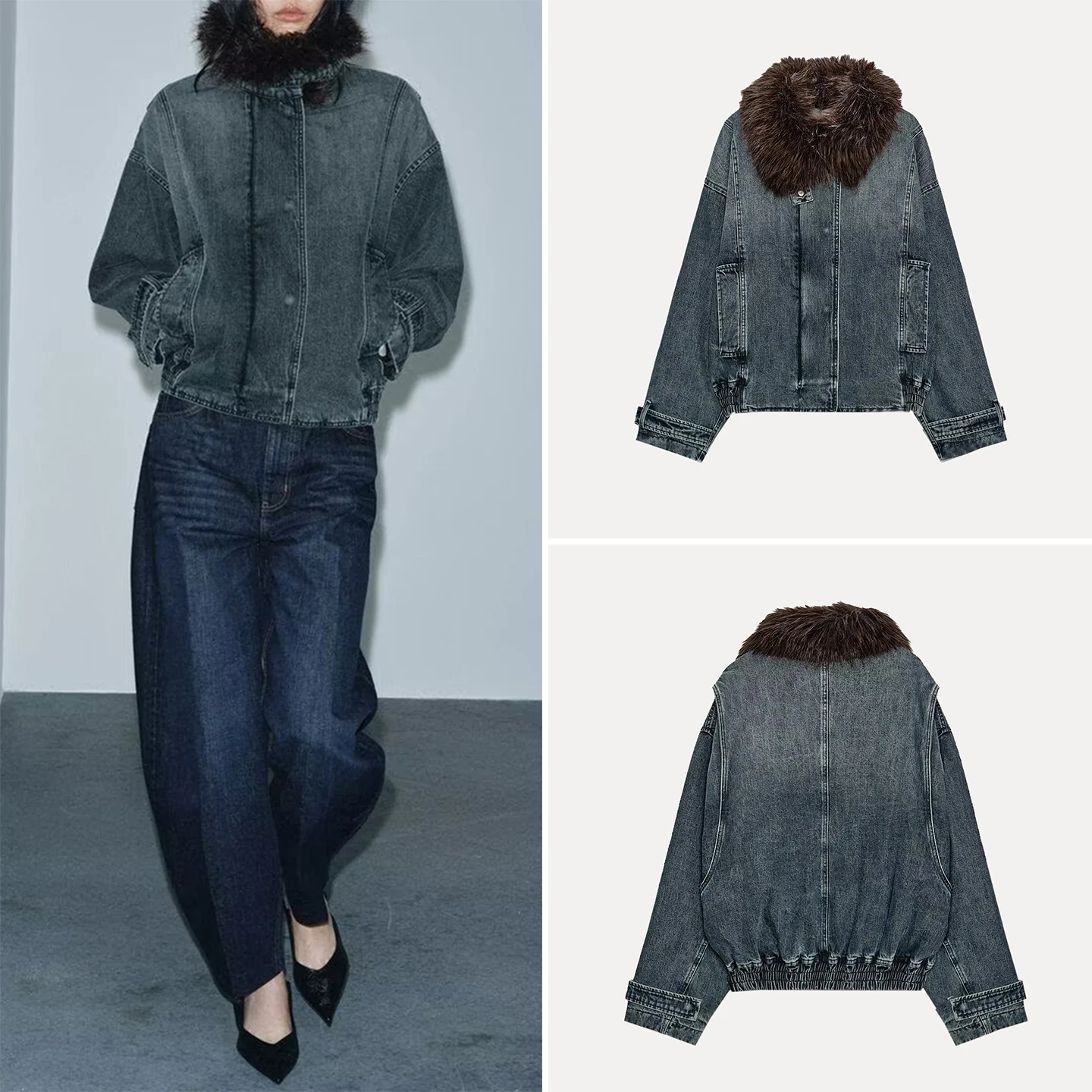 

Faionable Pilot Jaet Women's Winter New Sle Versatile Outerwear Z Stand Fit ort Coat Long Sve Pure Color