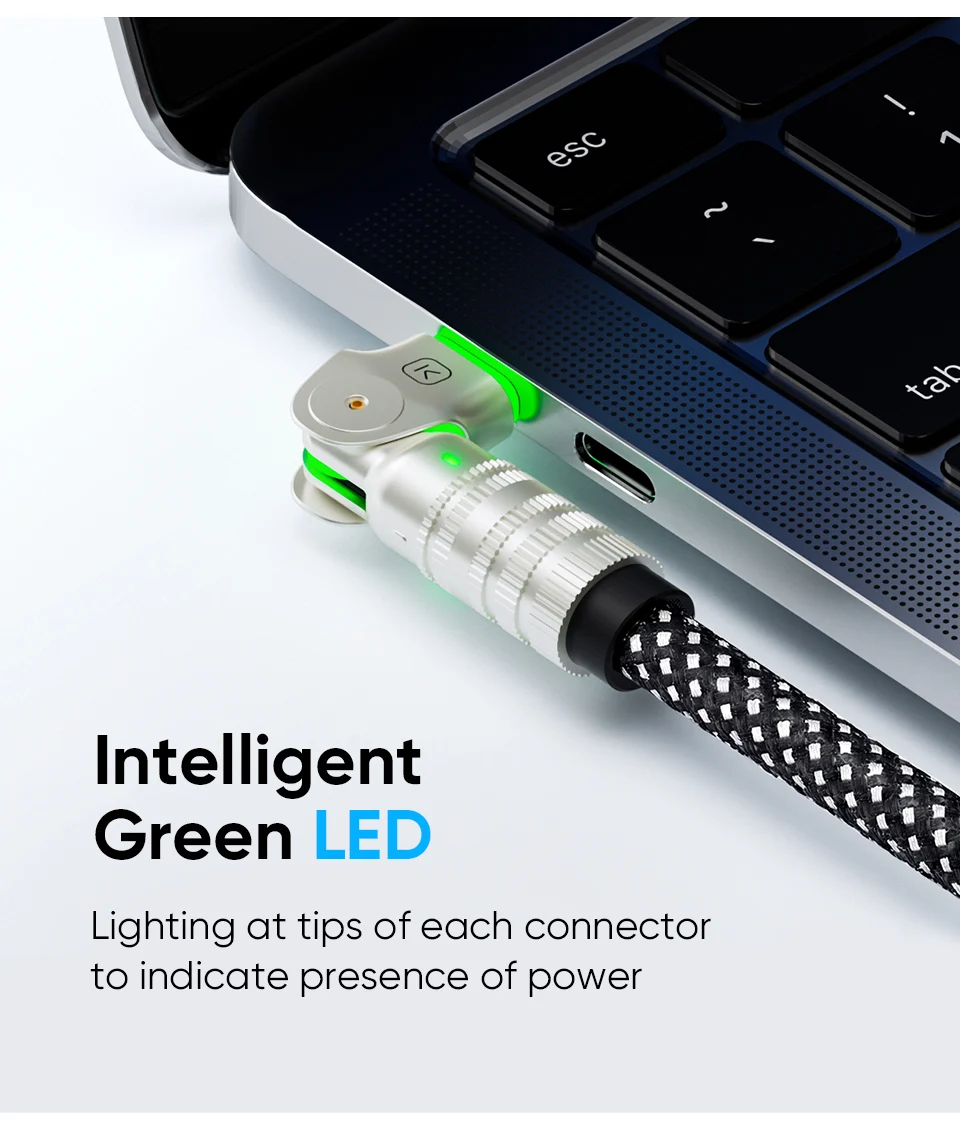 KUULAA 240W Typ-C-Kabel, Schnellladung, 180-Grad-Drehwinkelkabel für Spiele, für Xiaomi Redmi Honor Handy-Ladegerät, USB-C-Kabel – Detail 7