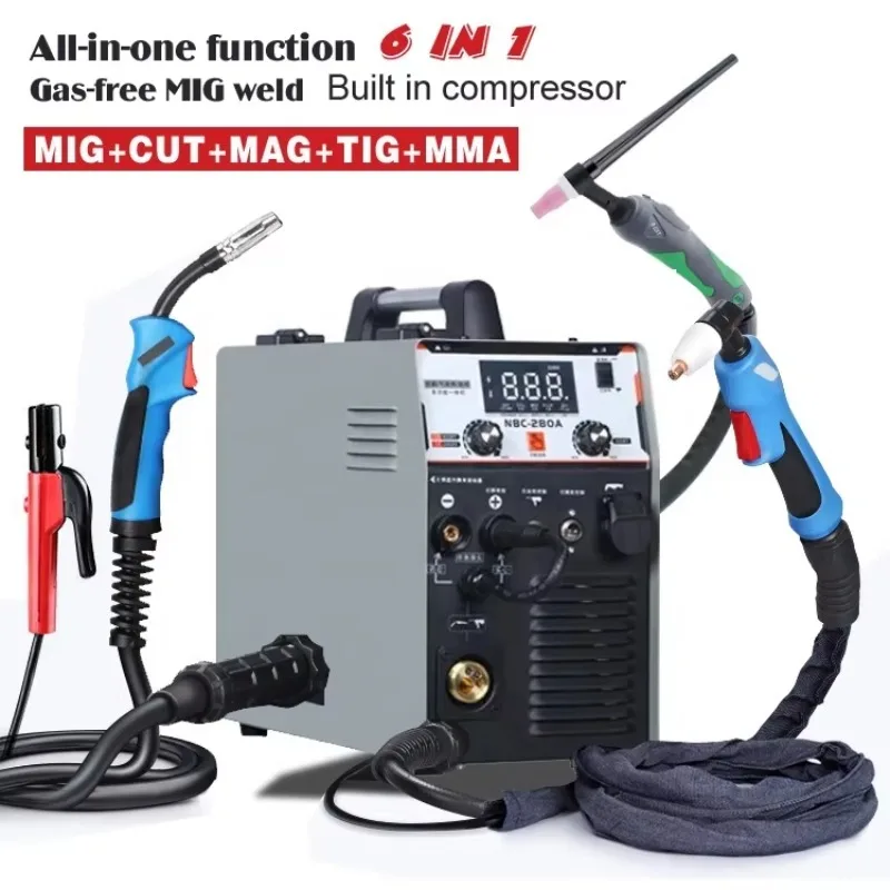 6 In 1 New MIG Multi Functional Welding Machine MIG TIG CUT MMA Built In Air Pump
