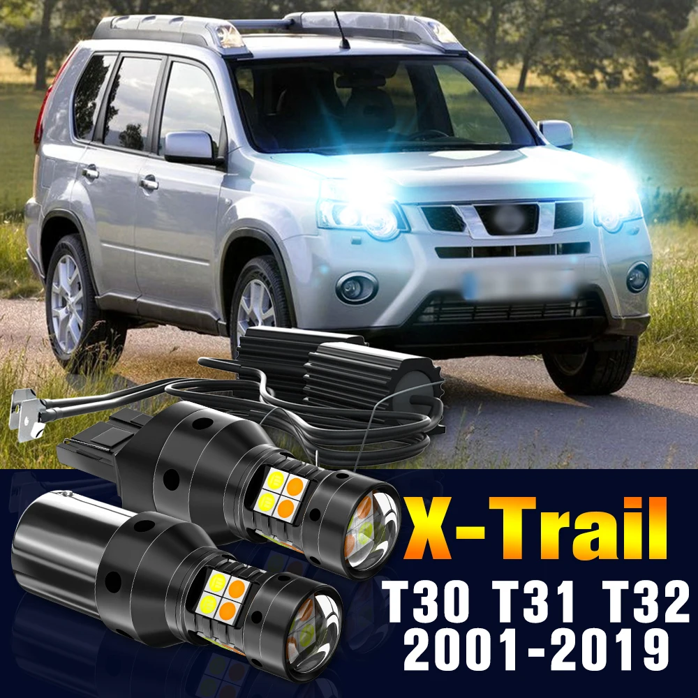 

2pcs LED Dual Mode Turn Signal+Daytime Running Light DRL Lamp For Nissan X-Trail T30 T31 T32 2001-2019 2007 2008 Accessories