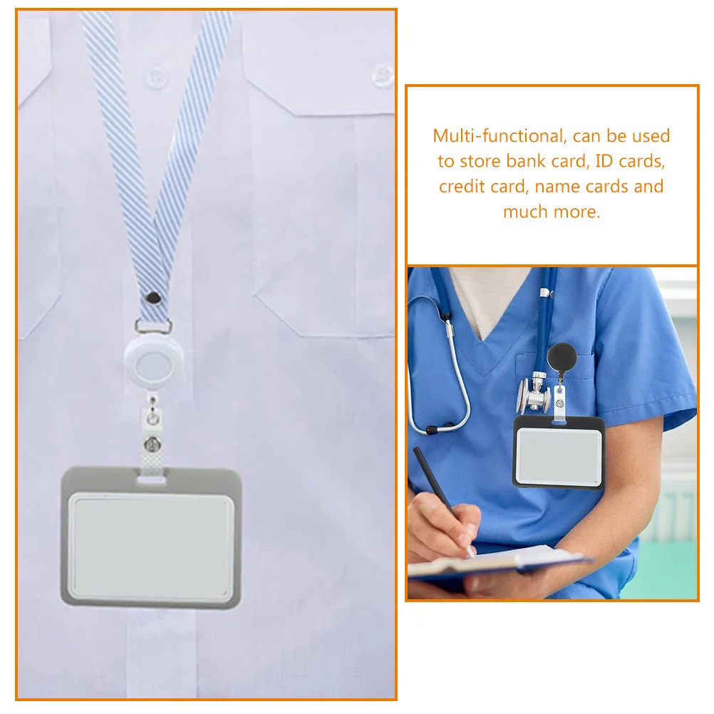 2pcs Chest Card Holder Transparent Id Badge Sleeve For Lanyard Horizontal Card Protector Reusable Cards Storage Cover