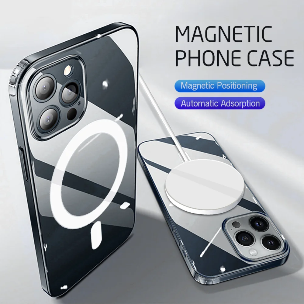 Clear Magsafe for iPhone 15 14 Plus Pro Max 13 12 Mini 11 Pro Max XS X XR 8 7 Plus SE2 Case Magnetic Charging Soft Phone Cover