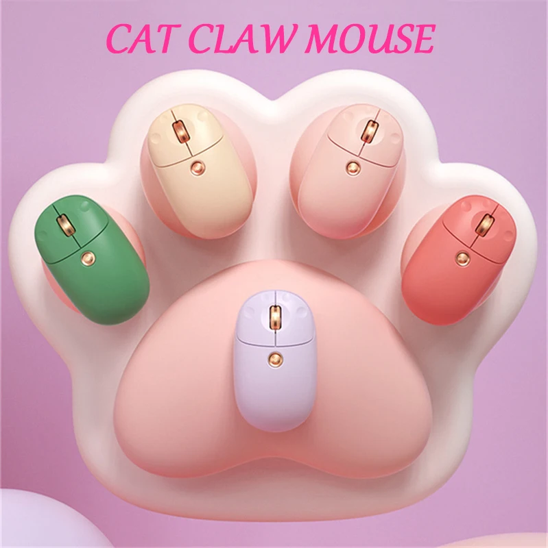 Cat Claw Bluetooth Mouse 2.4G + Bluetooth Tri-Mode Wireless Mouse Ergonomic Silent Optical Mouse Cute Cat Girl For Laptop PC